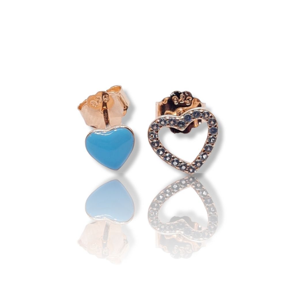 Rose gold plated silver 925º heart earrings(code FC007420A)