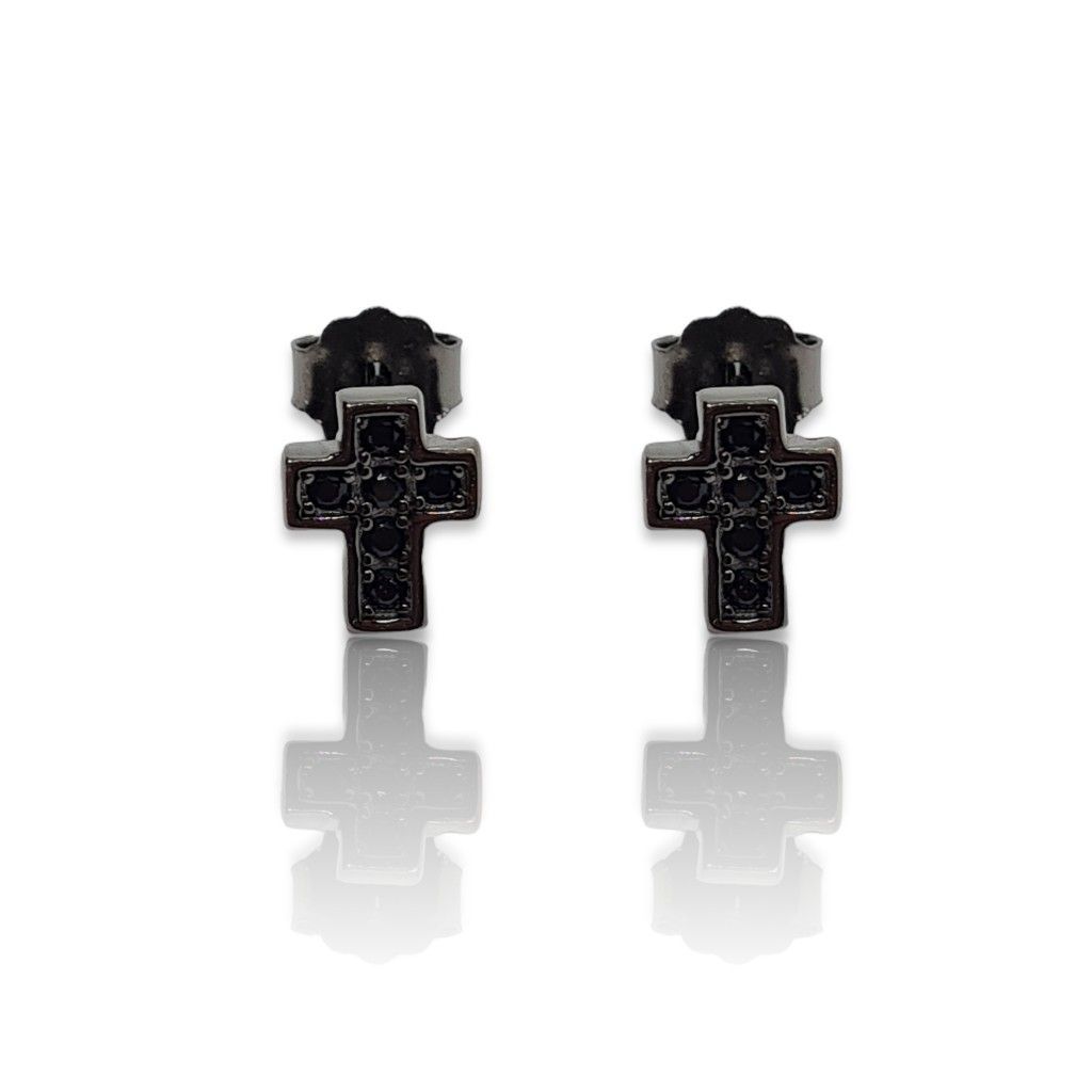 Black platinum plated silver 925º cross earrings (code FC008234)