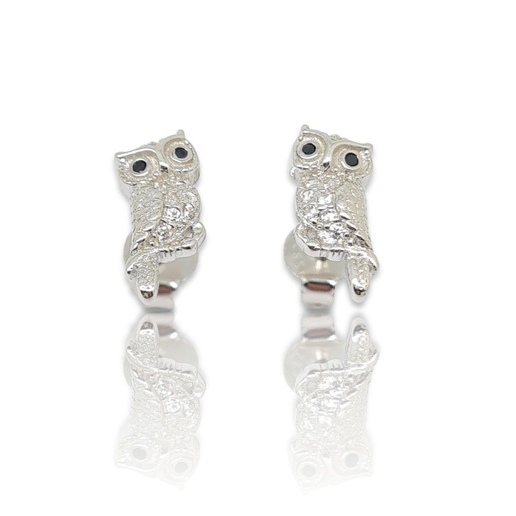 Platinum plated silver 925º earrings with owl  (code FC008488)