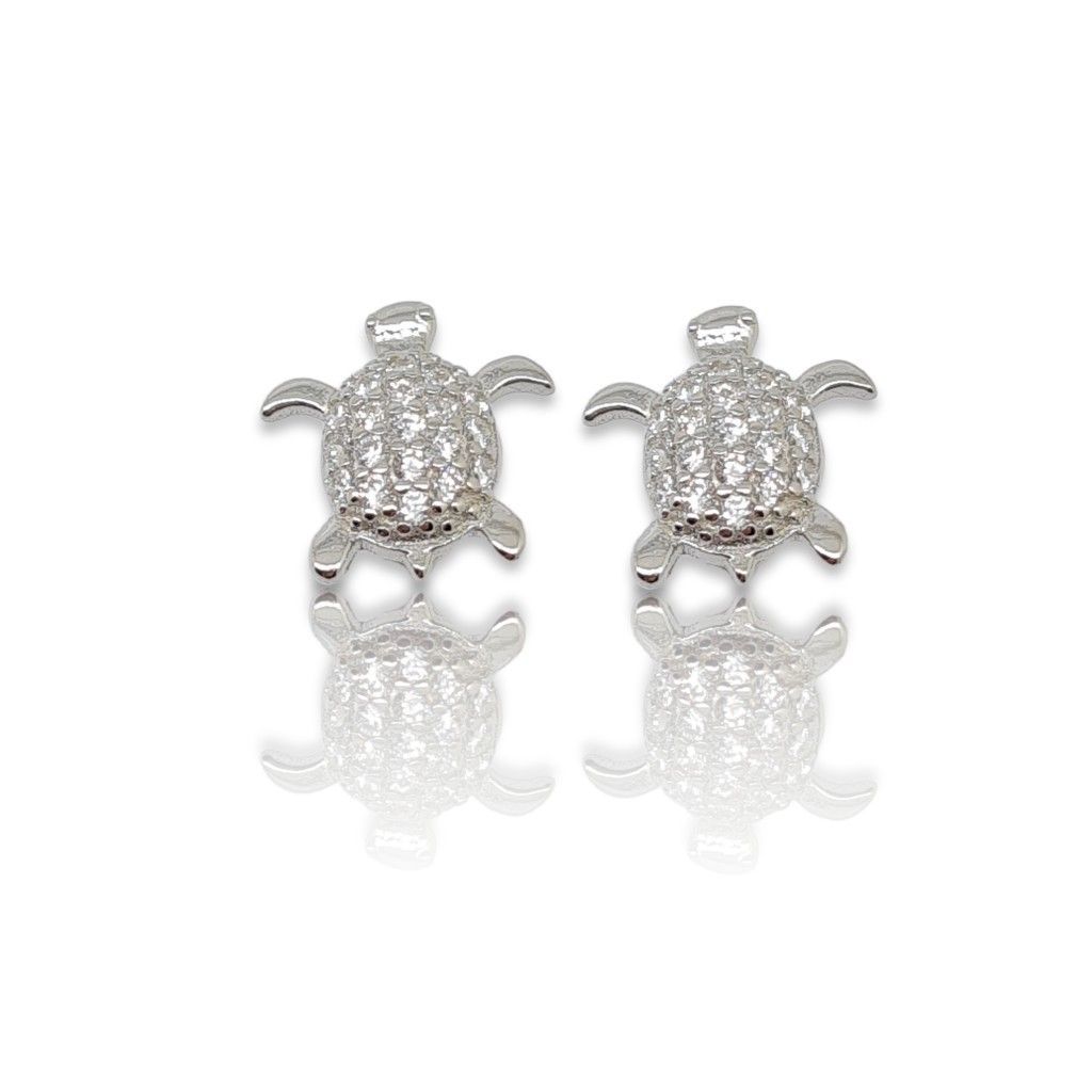 Platinum plated silver 925º caretta caretta earrings  (code FC008507)