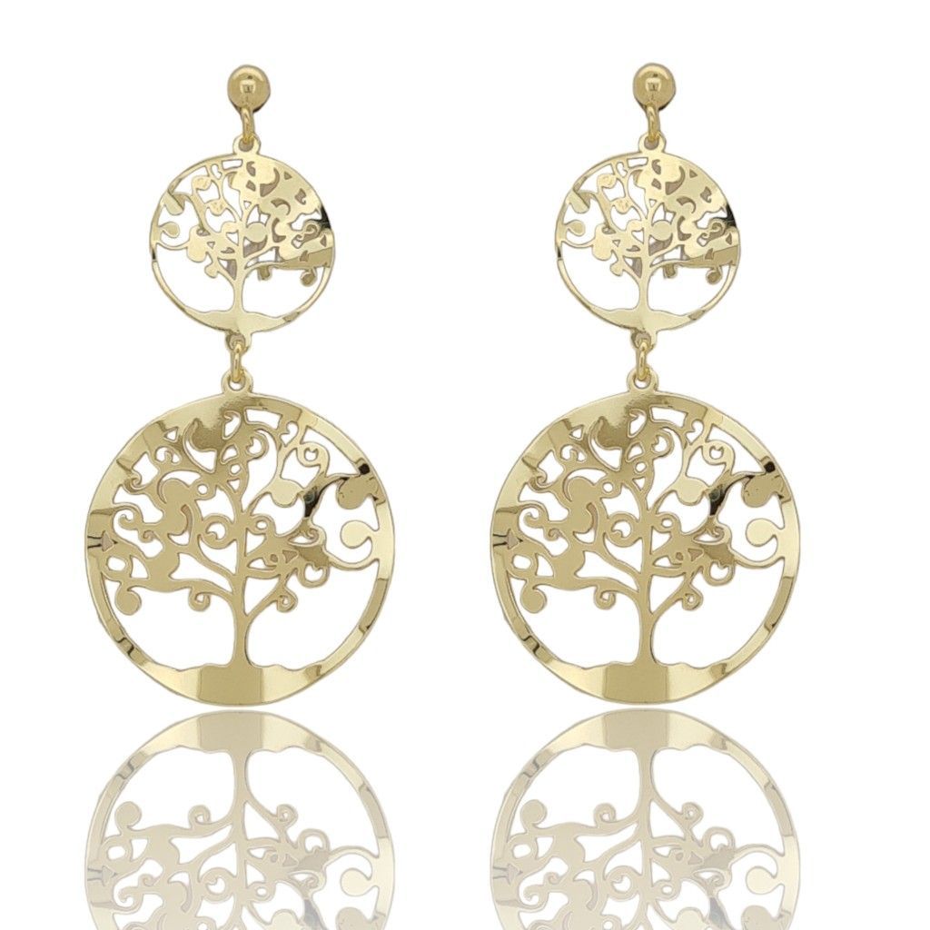  Gold plated silver 925° earrings with the tree of life (code SHK1336G)