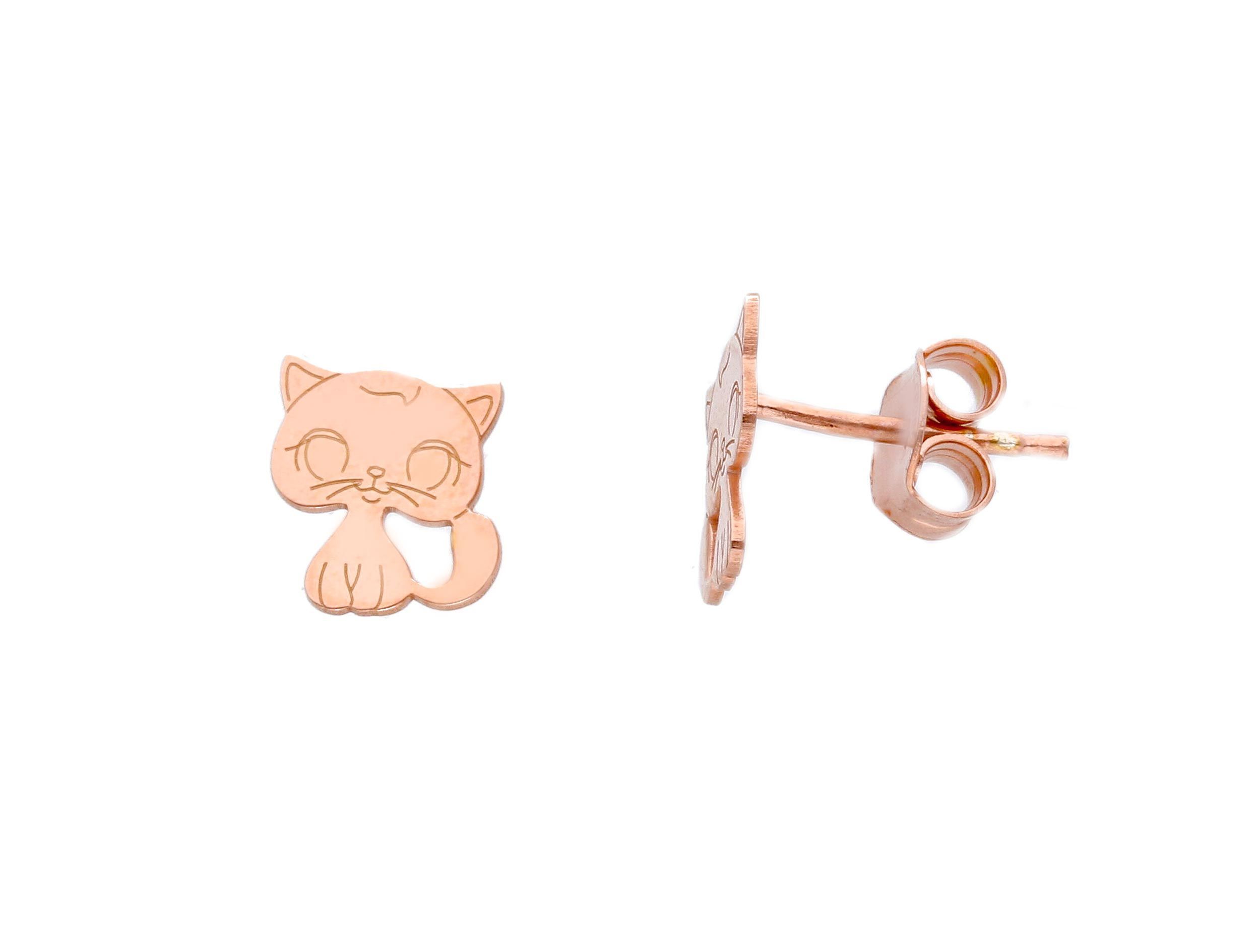 Rose gold plated silver 925° cat earrings (code S218642)