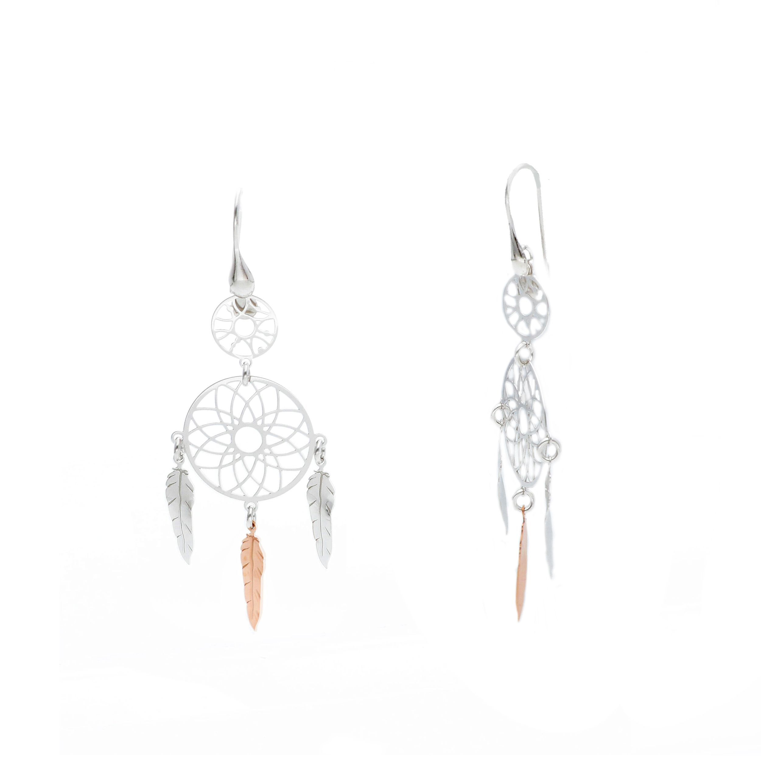  Platinum plated silver 925° dream catcher earrings (code S221533)