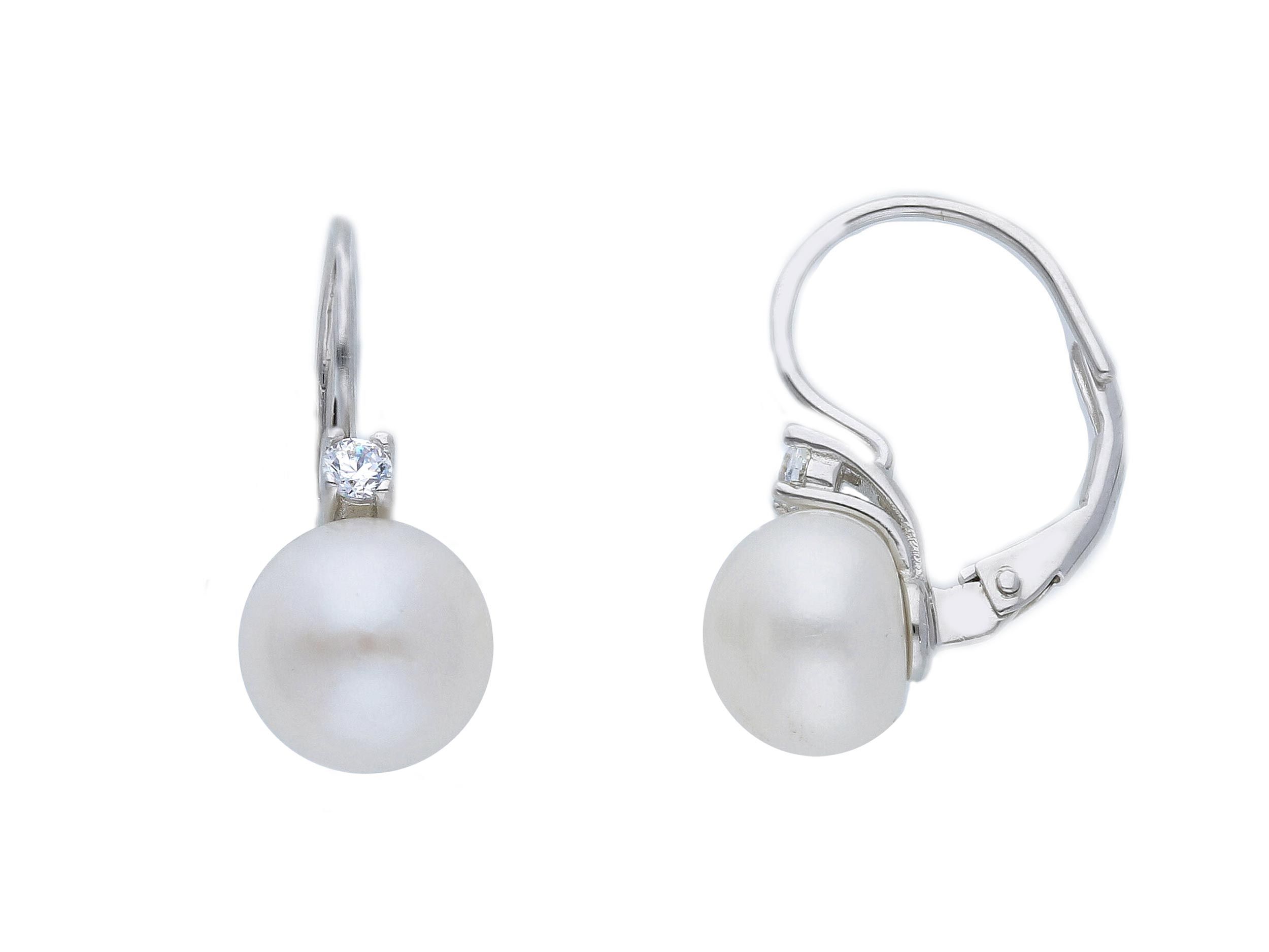  Platinum plated silver 925° earrings wiith pearls (code S231026)