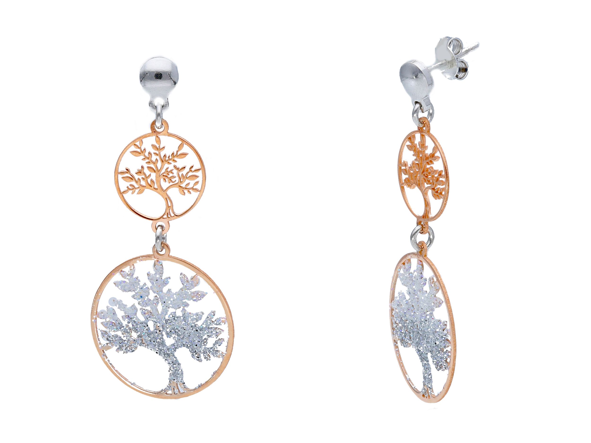 Platinum plated silver 925° earrings with the tree of life (code S231984)