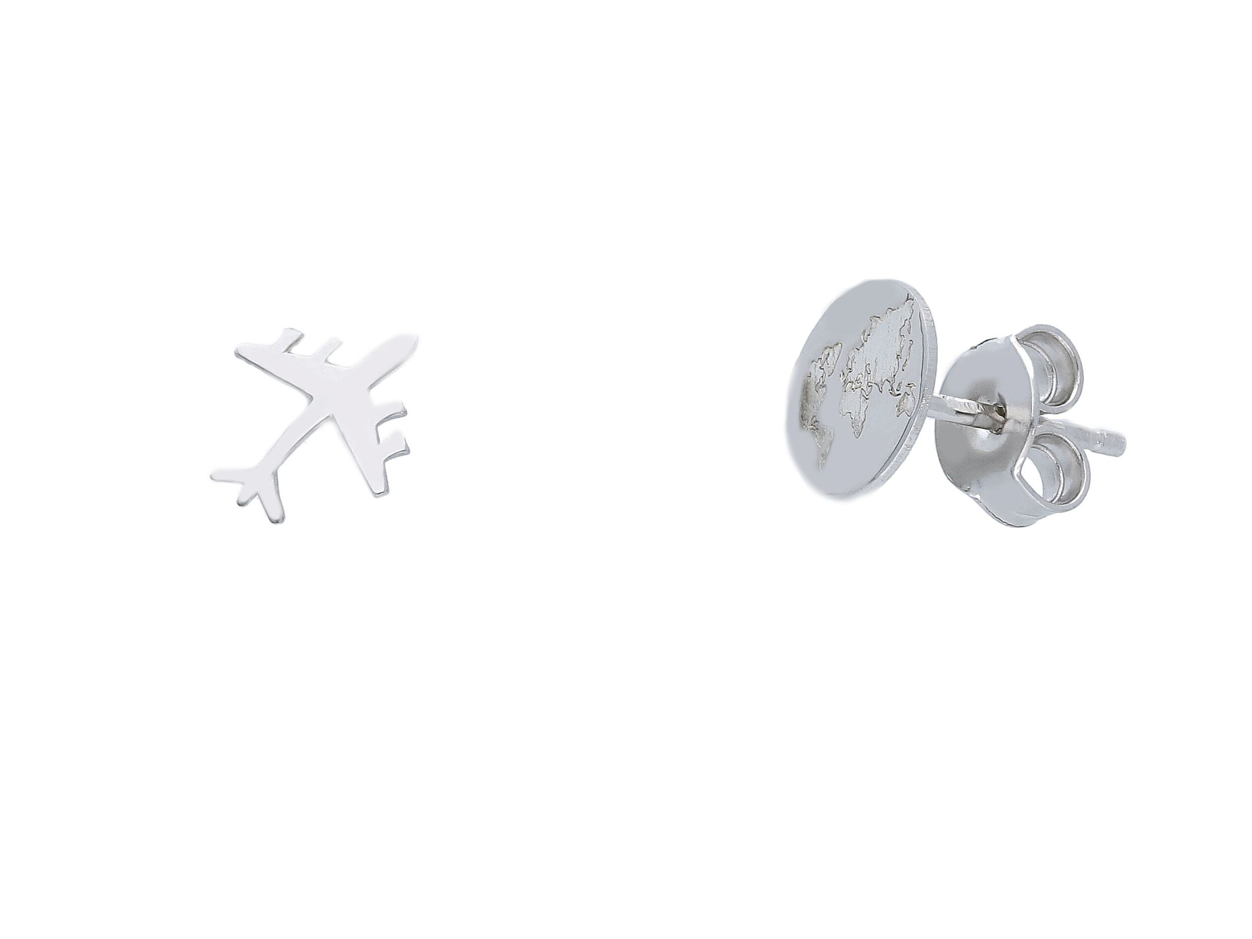  Platinum plated silver 925° earrings with airplane & hydrogen (code S233639)