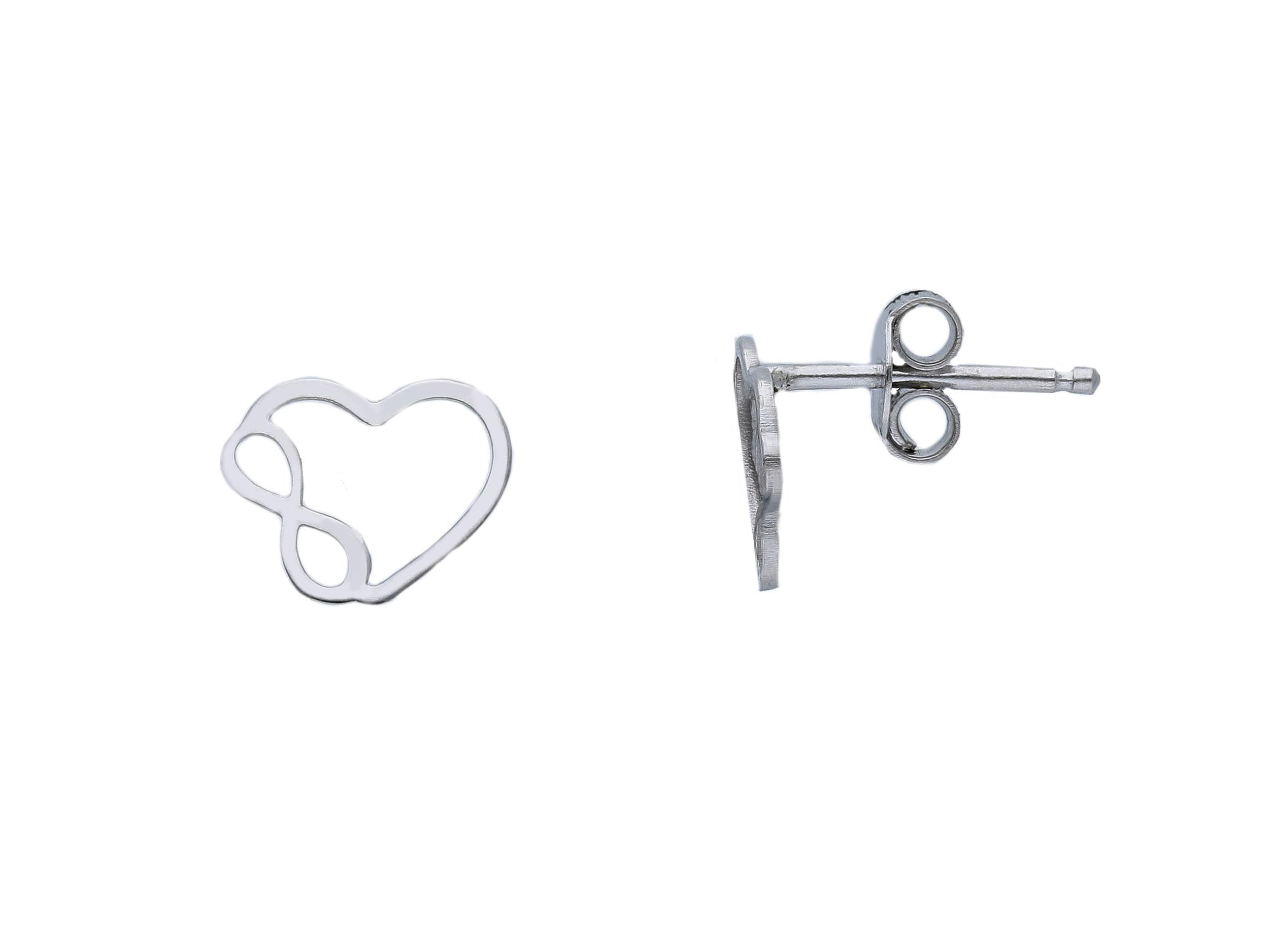  Platinum plated silver 925° heart and infinity symbol earrings (code S250755)