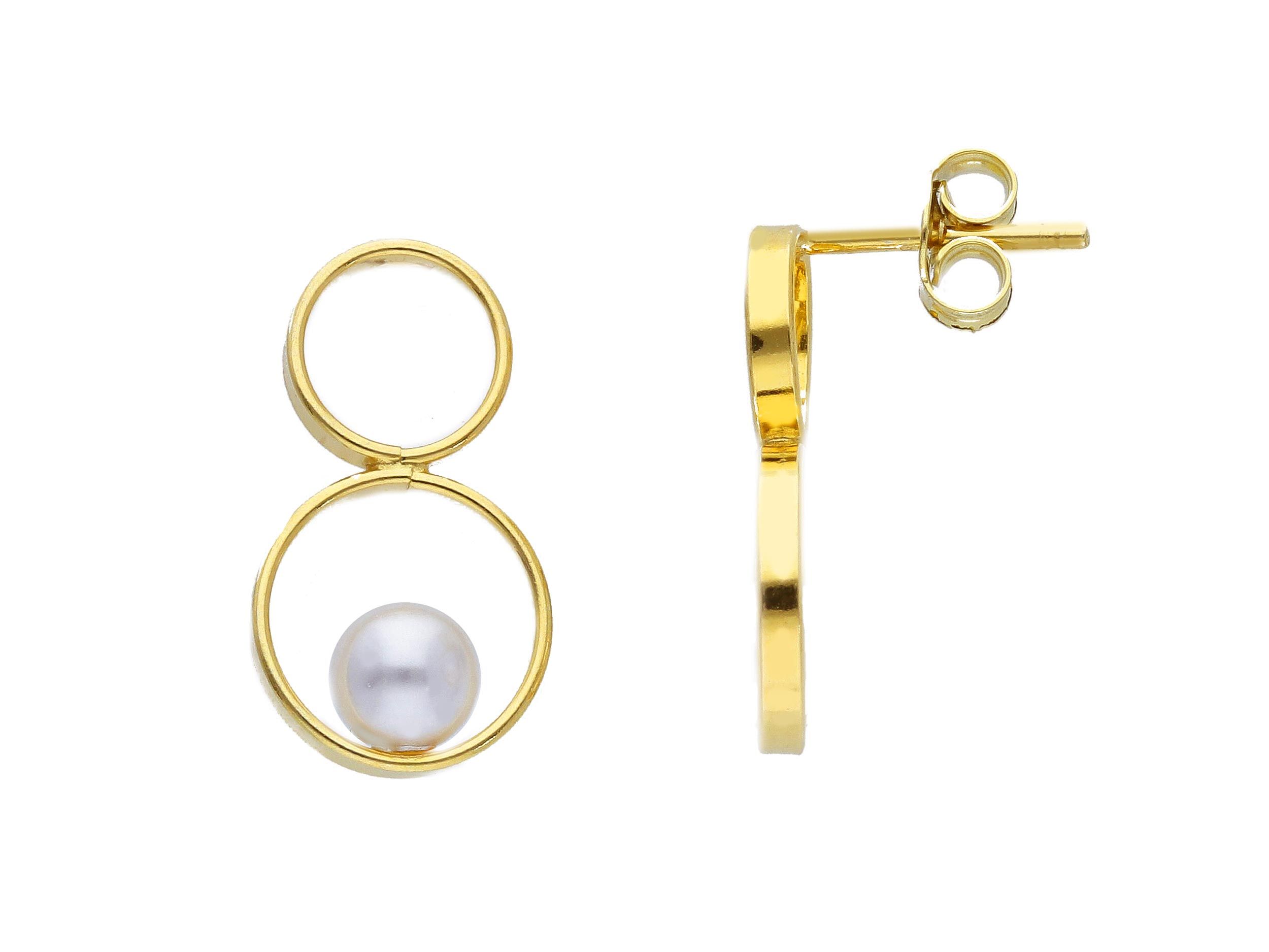 Gold plated silver 925° earrings with a pearl (code S251975)