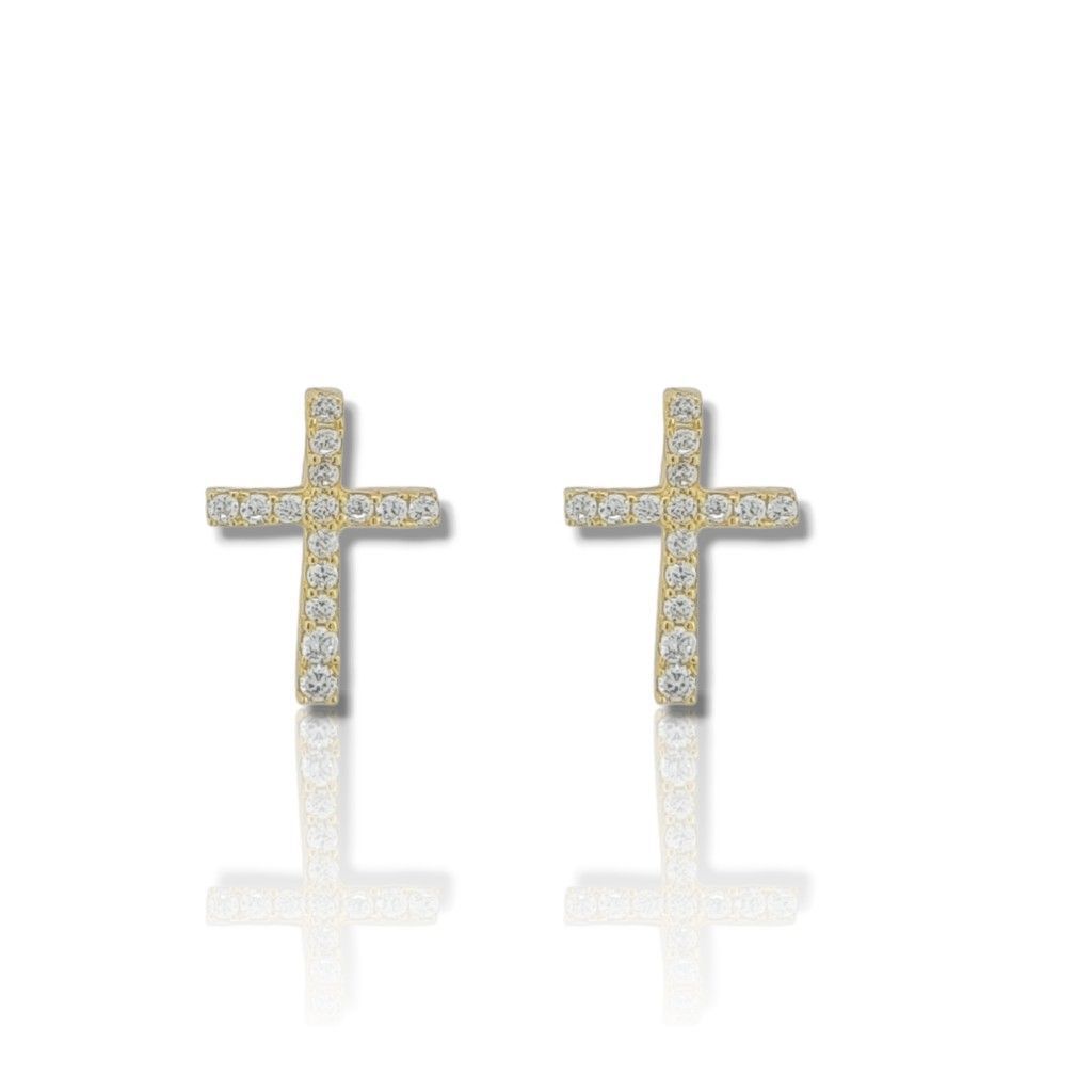 Gold plated silver 925º cross earrings (code FC000681)