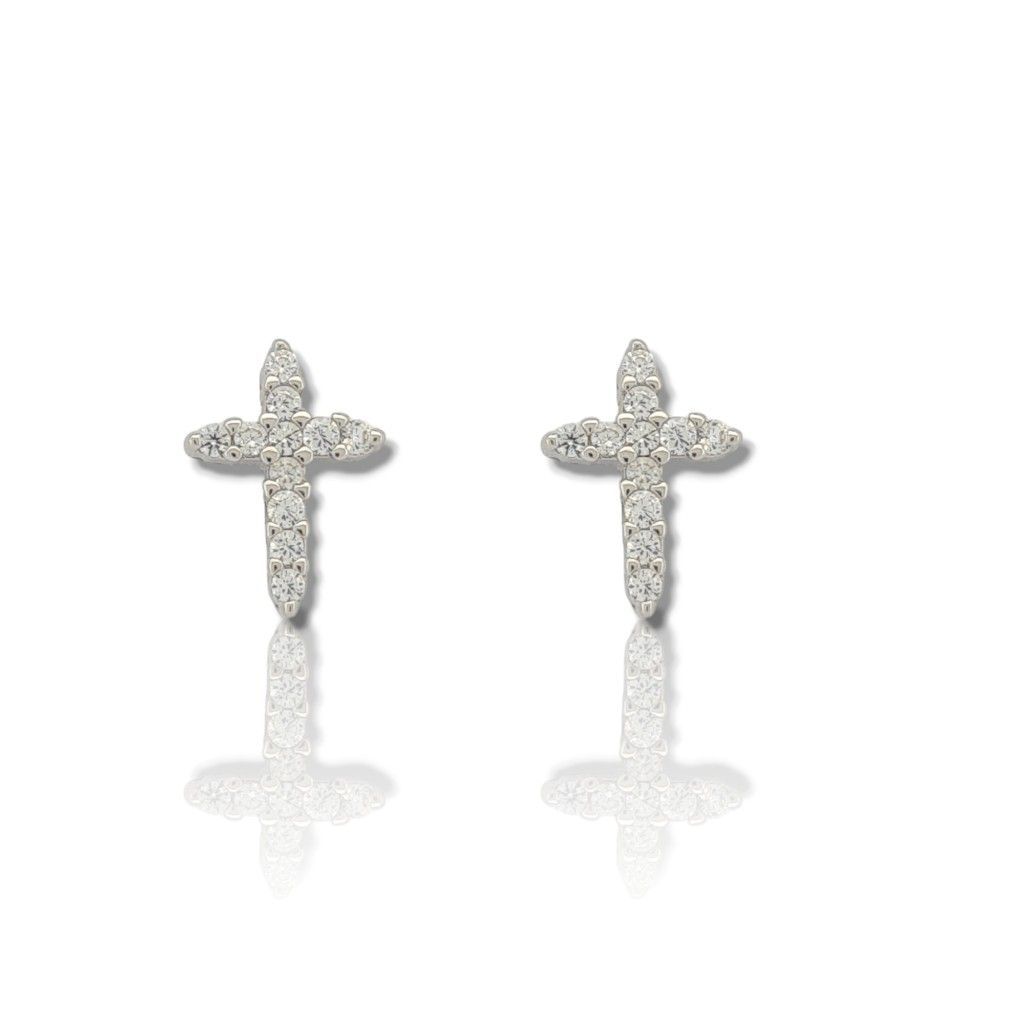 Platinum plated silver 925º cross earrings (code FC008498)