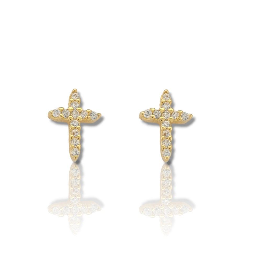 Gold plated silver 925º cross earrings (code FC008916)