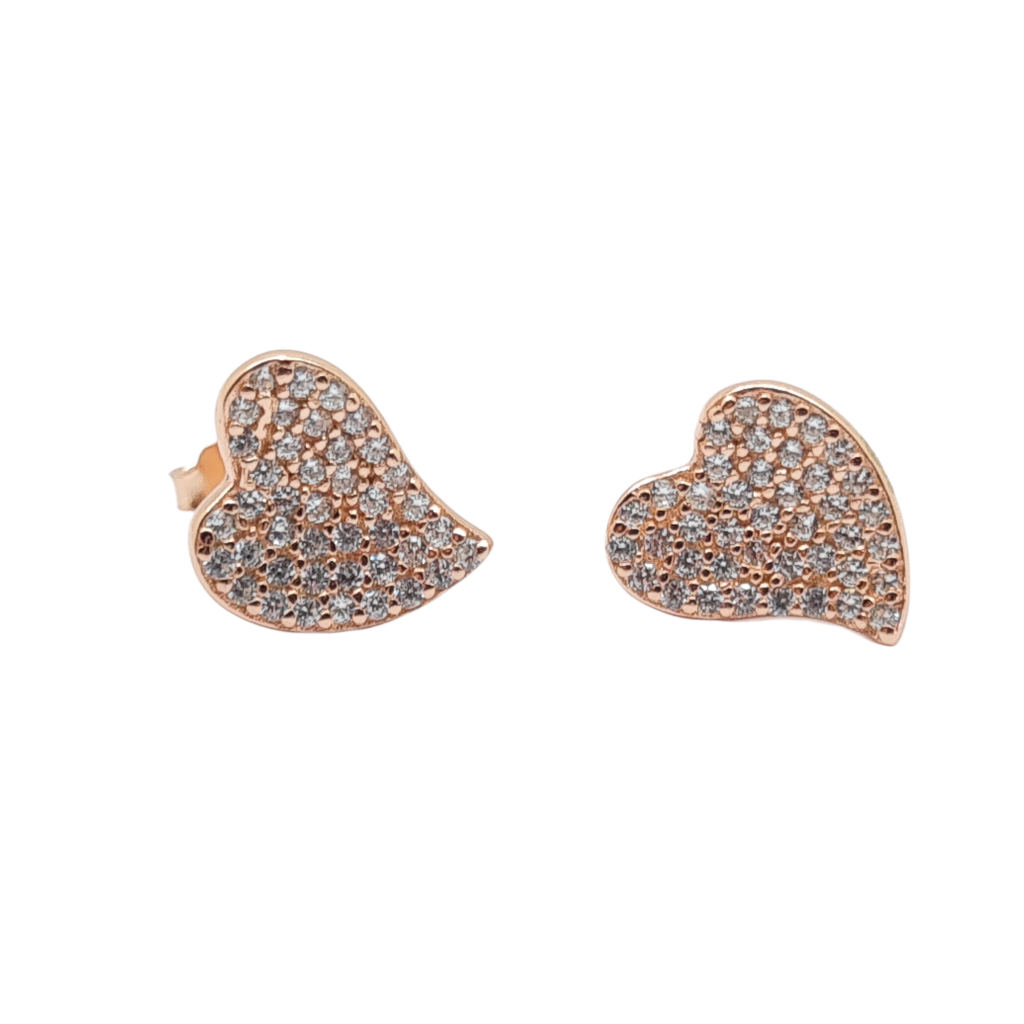 Rose gold plated silver 925º heart earrings (code FC004852)