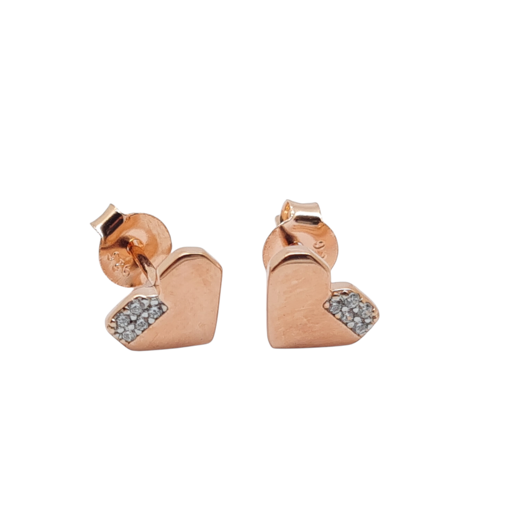Rose gold plated silver 925º heart earrings (code FC001159)