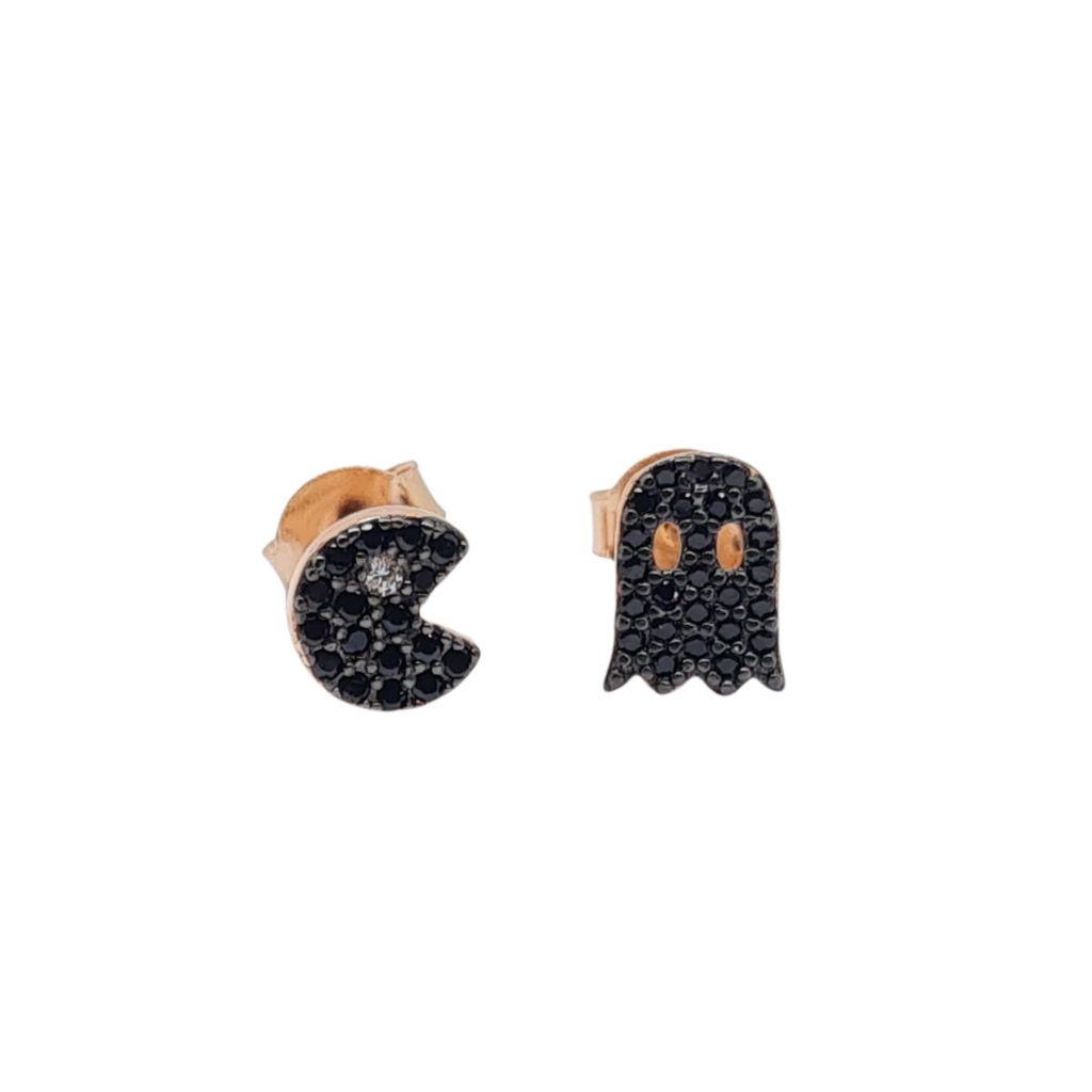 Rose gold plated silver 925º PACMAN earrings (code FC005529)