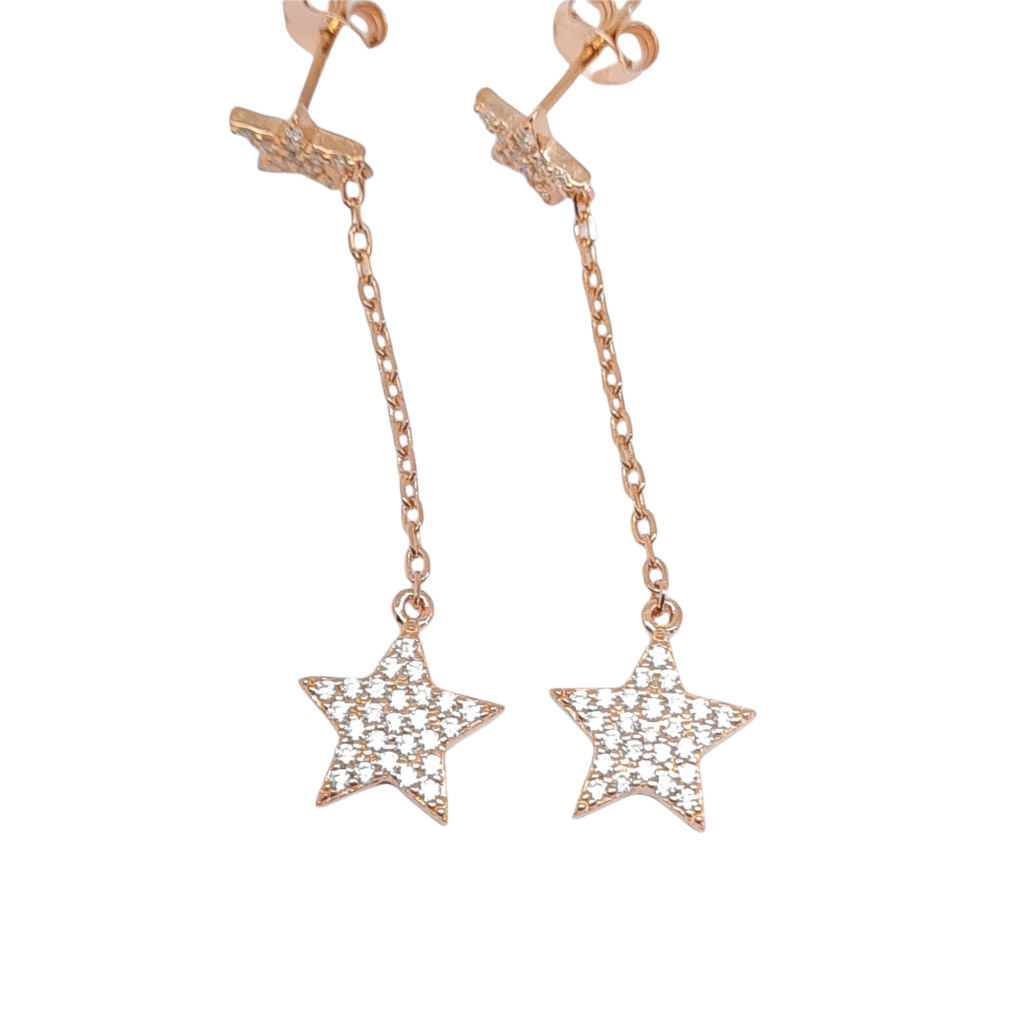 Orecchini stelle in argento 925° dorato con zirconi cubici