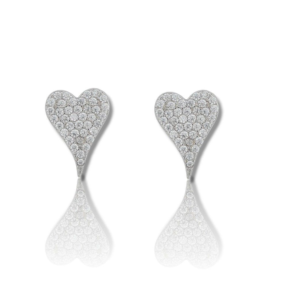 Platinum plated silver 925º heart earrings (code SHK061B)