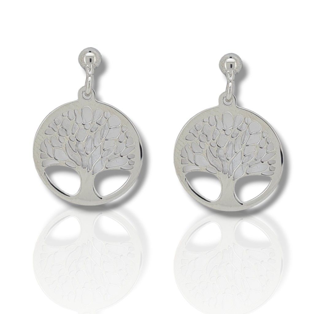  Platinum plated silver 925° earrings with the tree of life (code SHK985B)