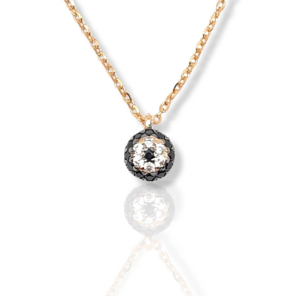 Rose gold necklace k14 with white and black zircon (code P2338)