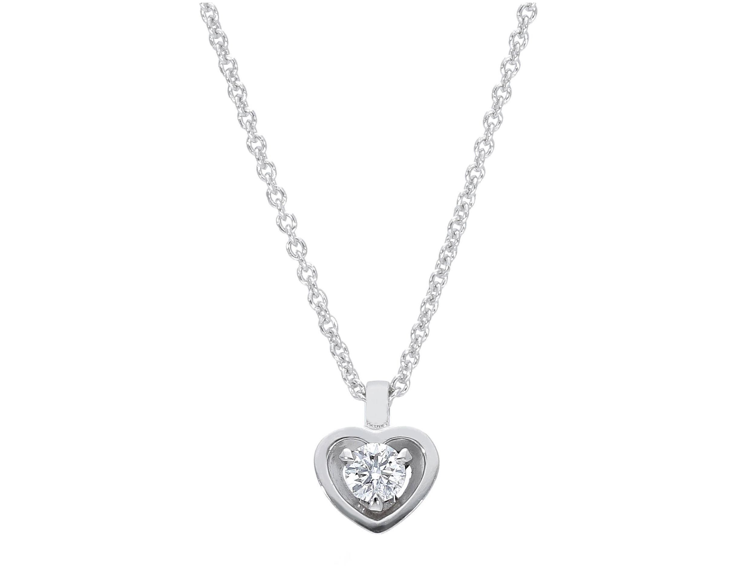 White gold single stone necklace k18 with diamond (code S217560)