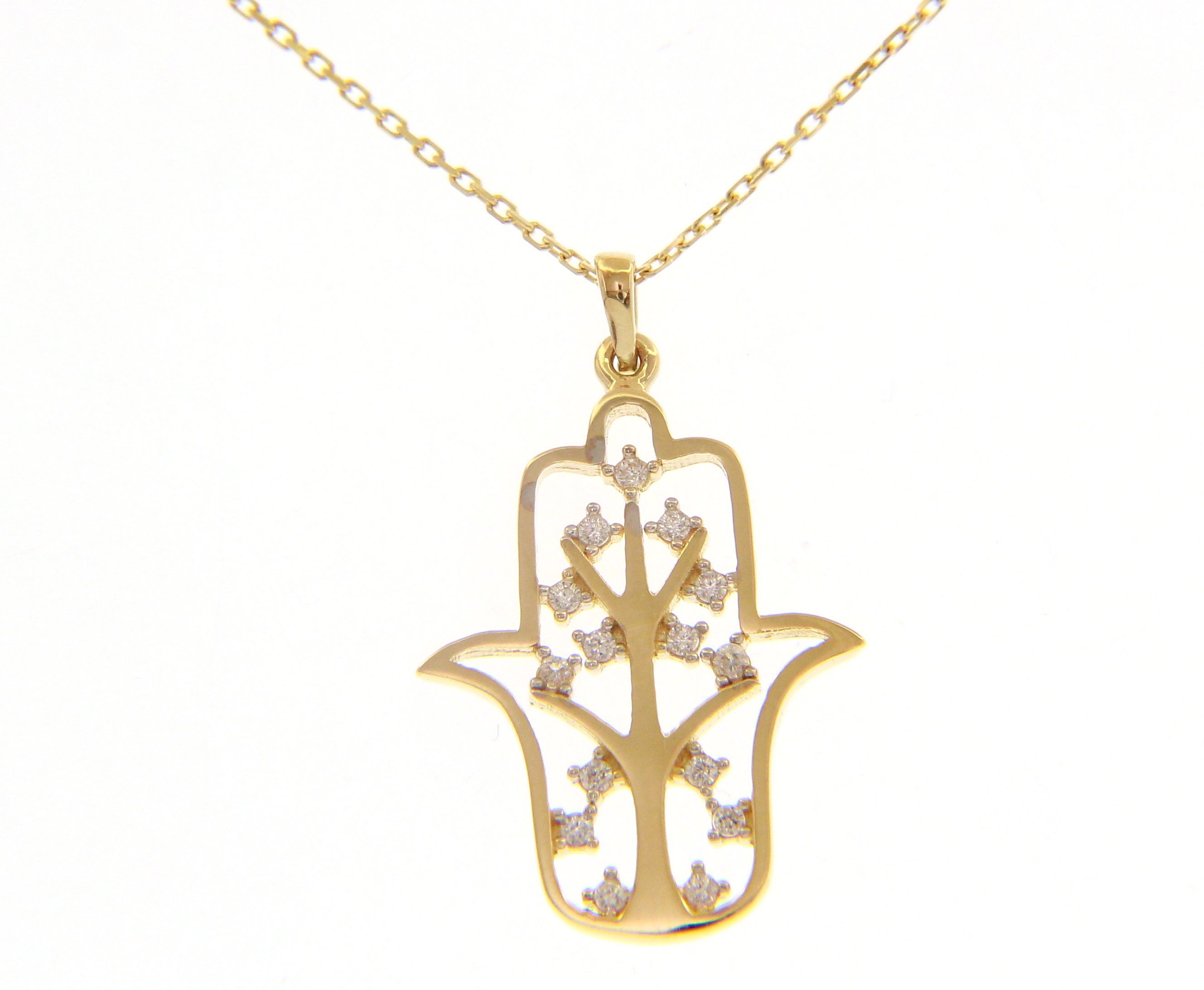 Golden necklace with the tree of life k14  (code S224101)