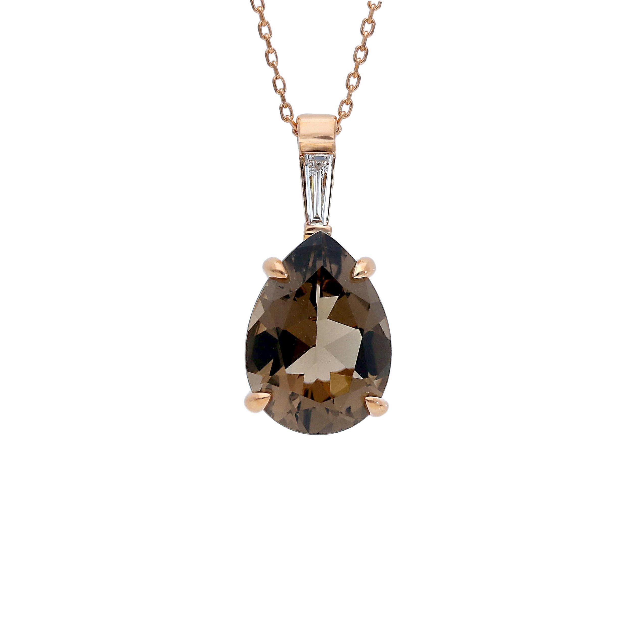 Rose gold single stone necklace k18 with diamond (code S237302)