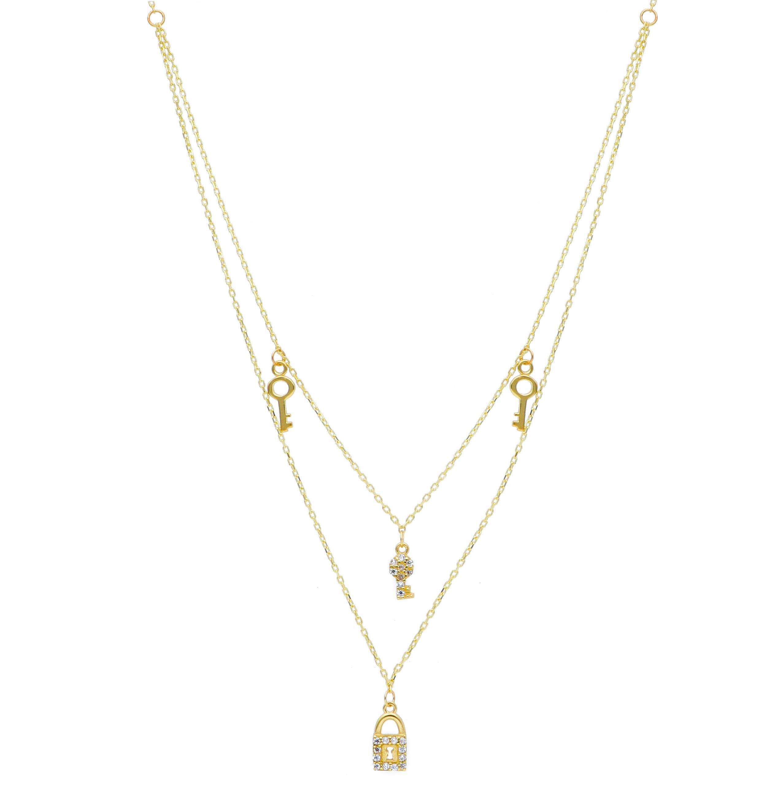 Yellow gold necklace k9 with zircons (code S258441)