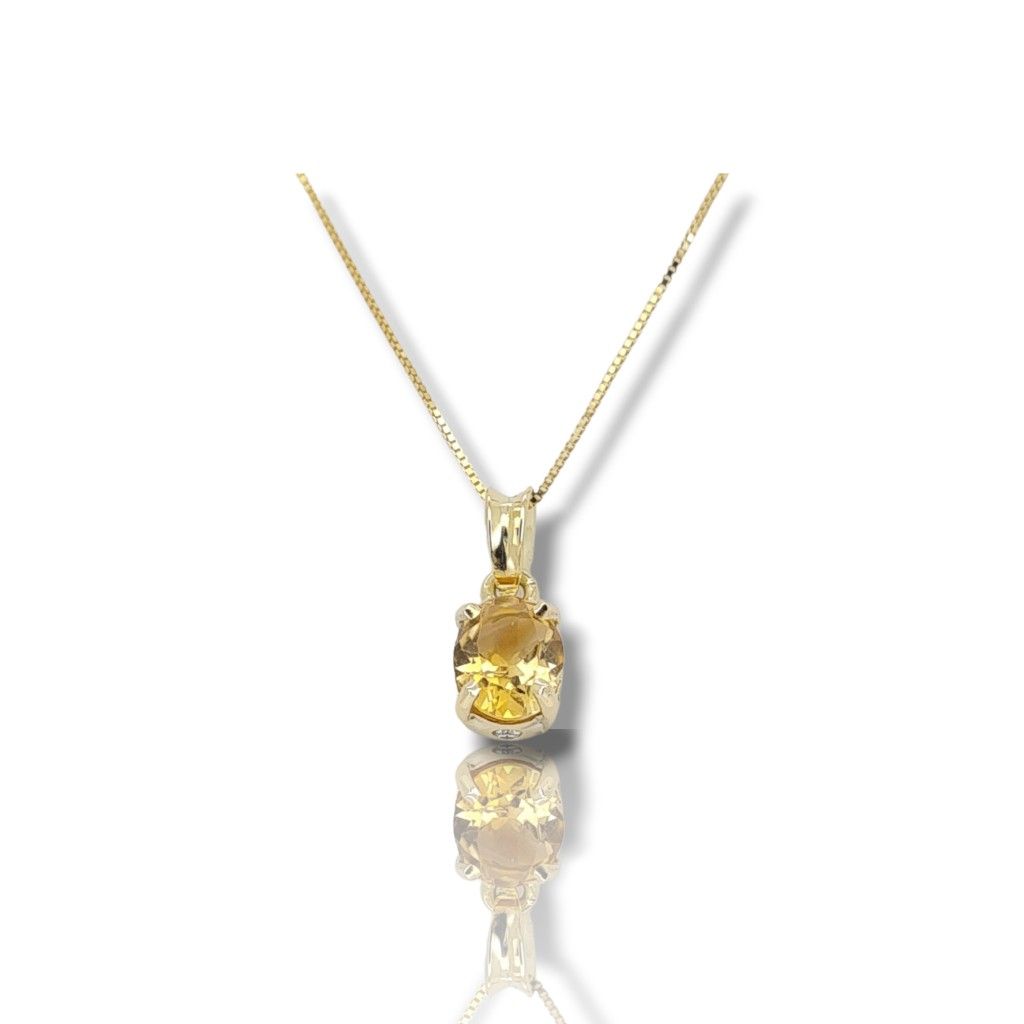 Yellow gold k14 necklace with Citrine and Diamond (code H2608)