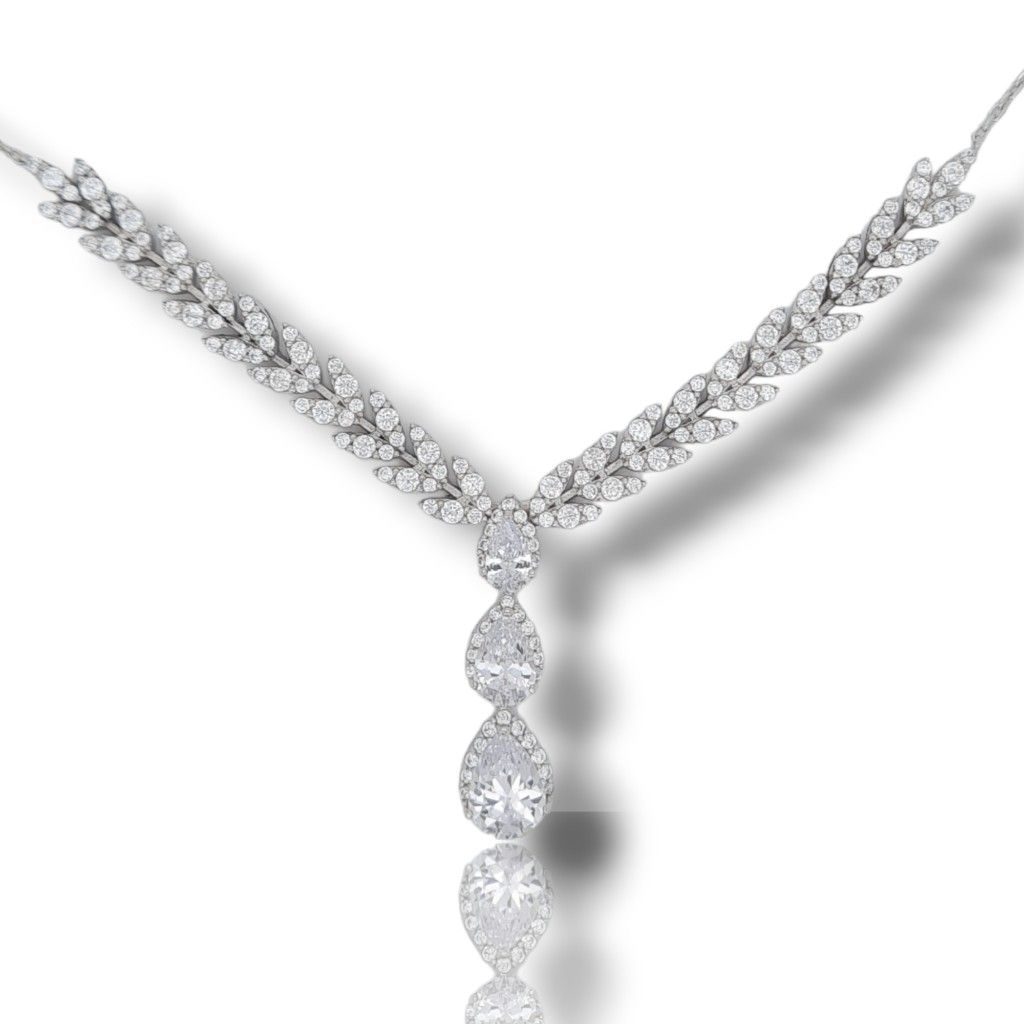 Whitegold necklace k14 with white zircon (code AL2640)