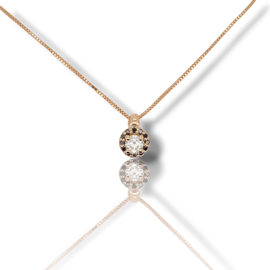 Rose gold single stone necklace k18 with diamonds (code T2574)