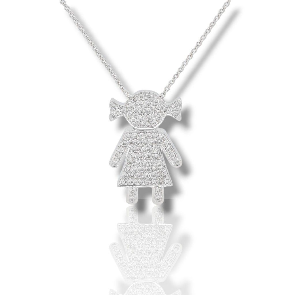 Girocollo ragazzina in oro bianco k18 con diamanti (code M2708)