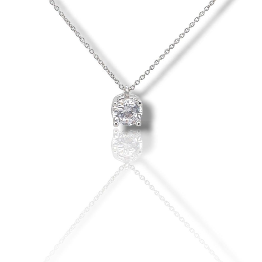 White gold single stone necklace k14 with zircon (code N2039)