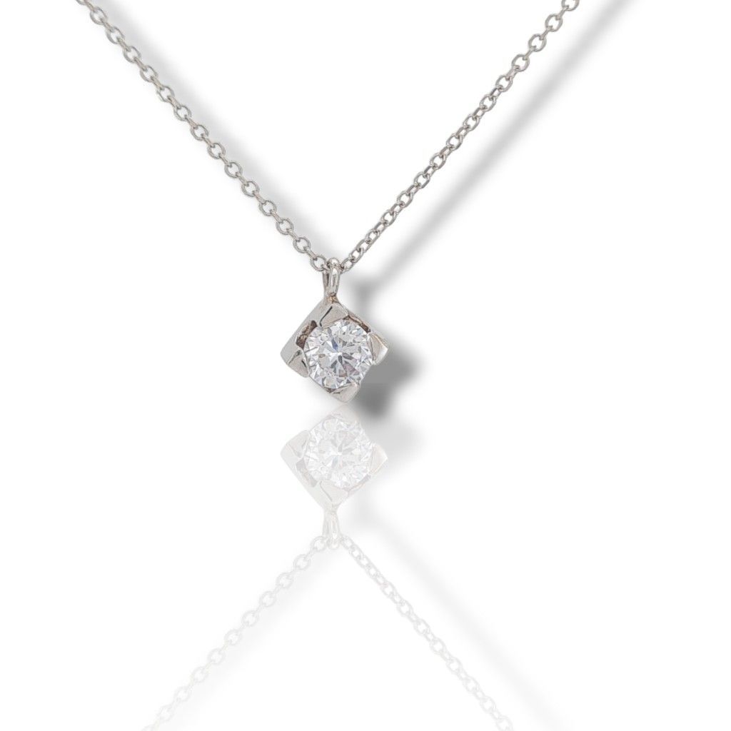 White gold single stone necklace k14 with zircon (code N2704)