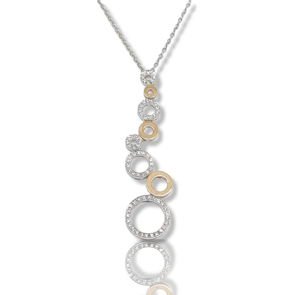 White gold & rose gold necklace k18 with diamonds (code N2390)