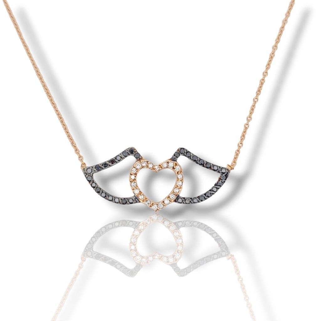 Rose gold necklace k18 with black & white diamonds(code P2267)