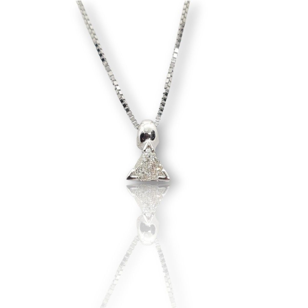 White gold single stone necklace k18 with diamond (code T2506)