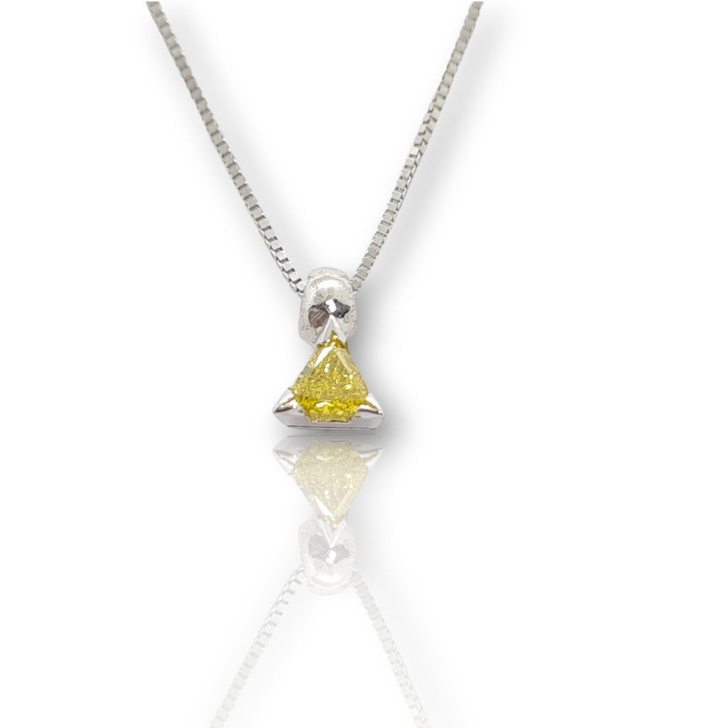 White gold single stone necklace k18 with diamond (code T2507)