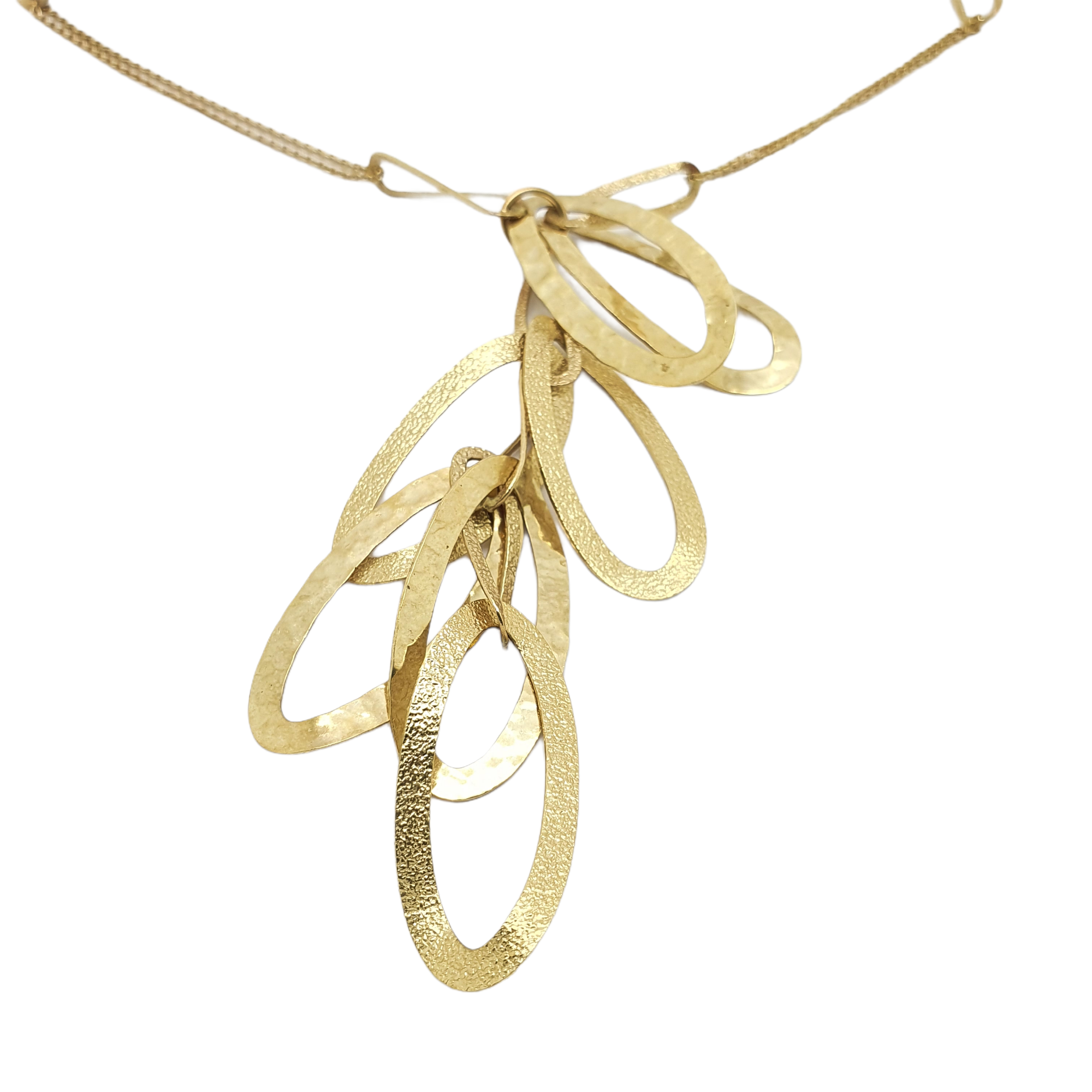 Golden necklace k14 with oval leaves (code S2034)