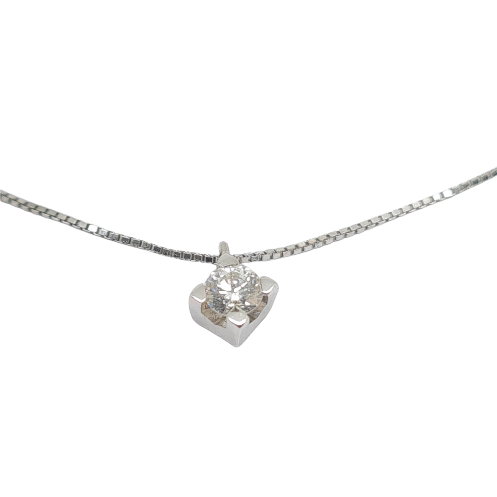White gold single stone necklace k18 with diamond  (code ER2269)