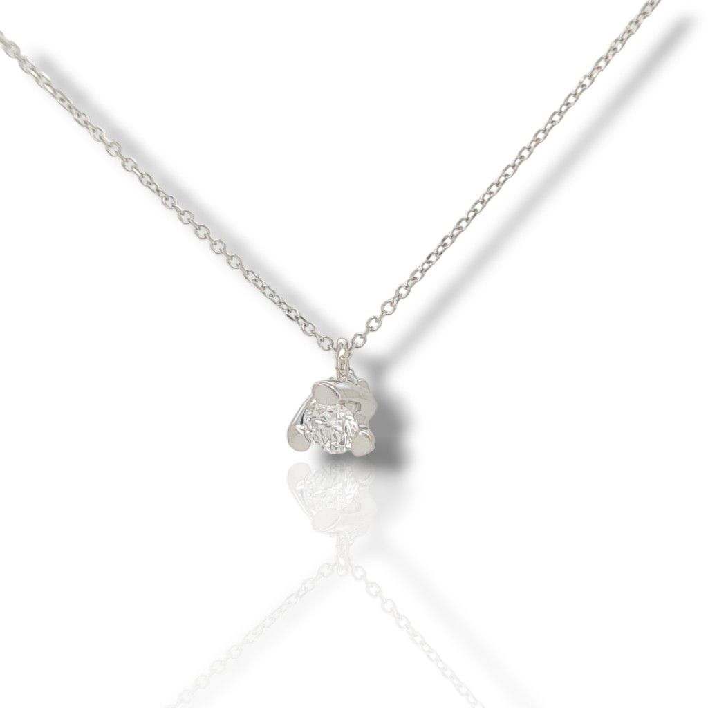 Single stone necklace k18 with diamond  (code RD2036)