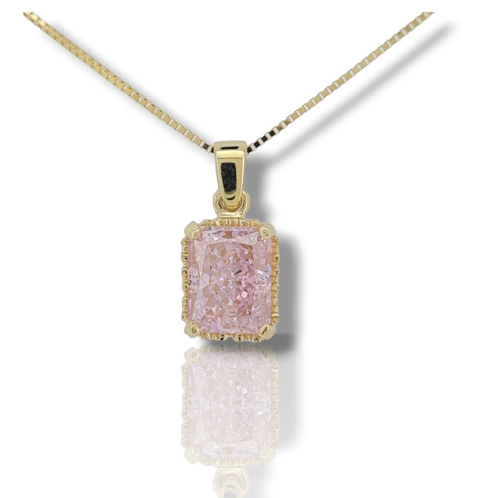 Single stone yellow gold necklace k14  (code S271087)