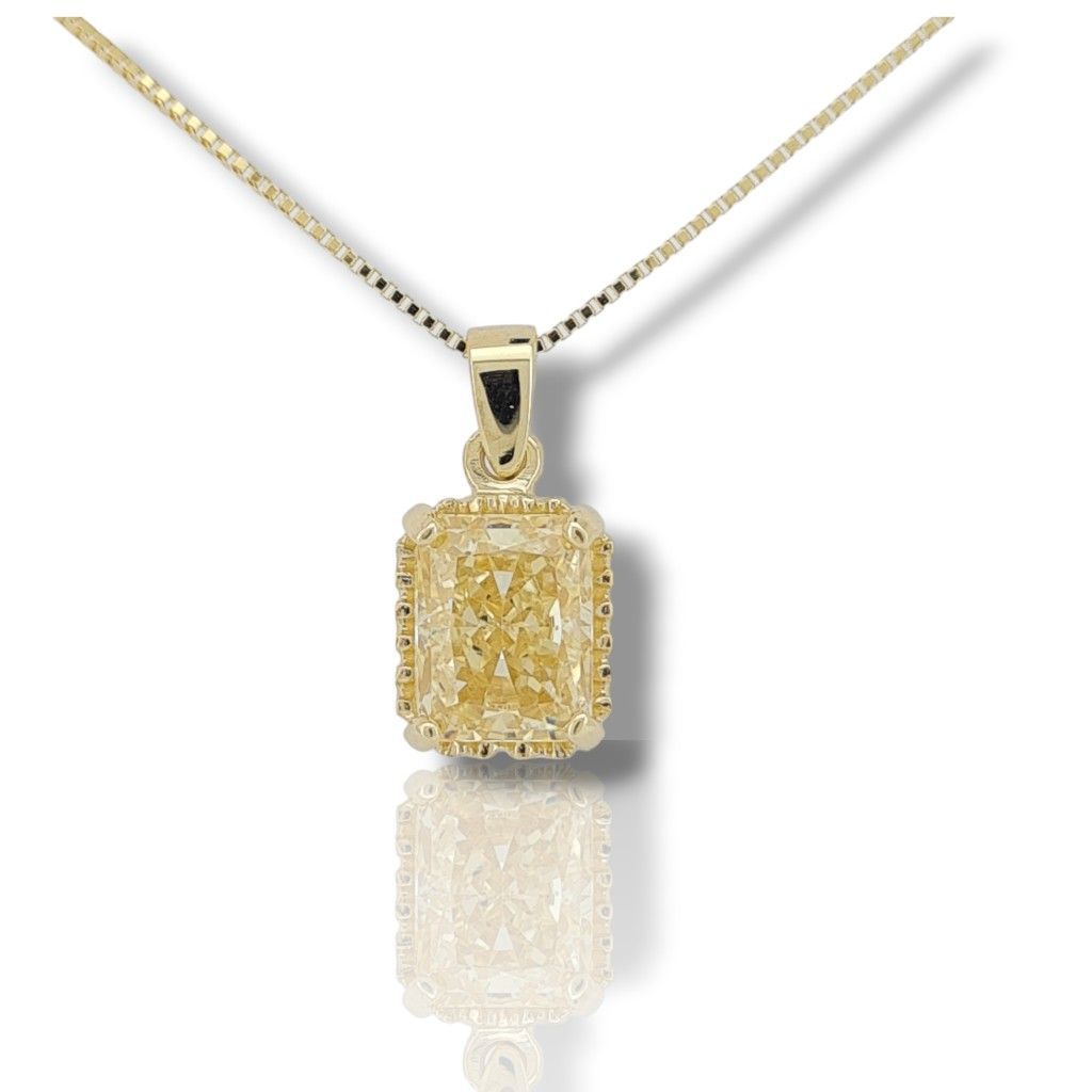 Single stone yellow gold necklace k14 (code S271088)