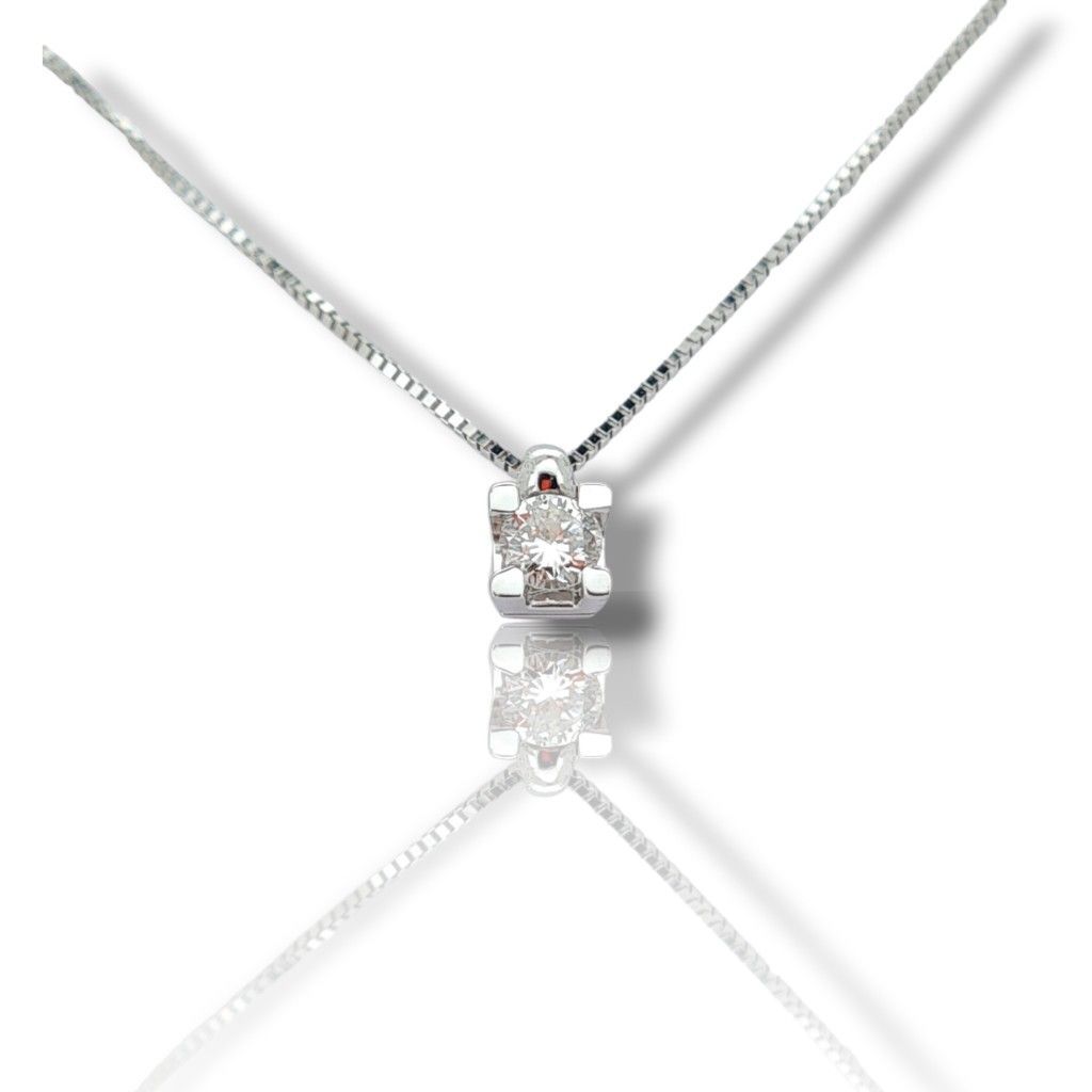 White gold single stone necklace k18 with diamond (code T2308)