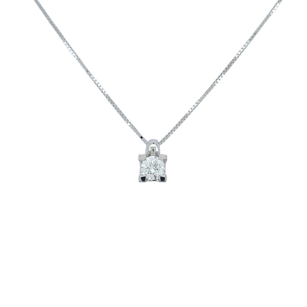 White gold single stone necklace k18 with diamond (code T2691)
