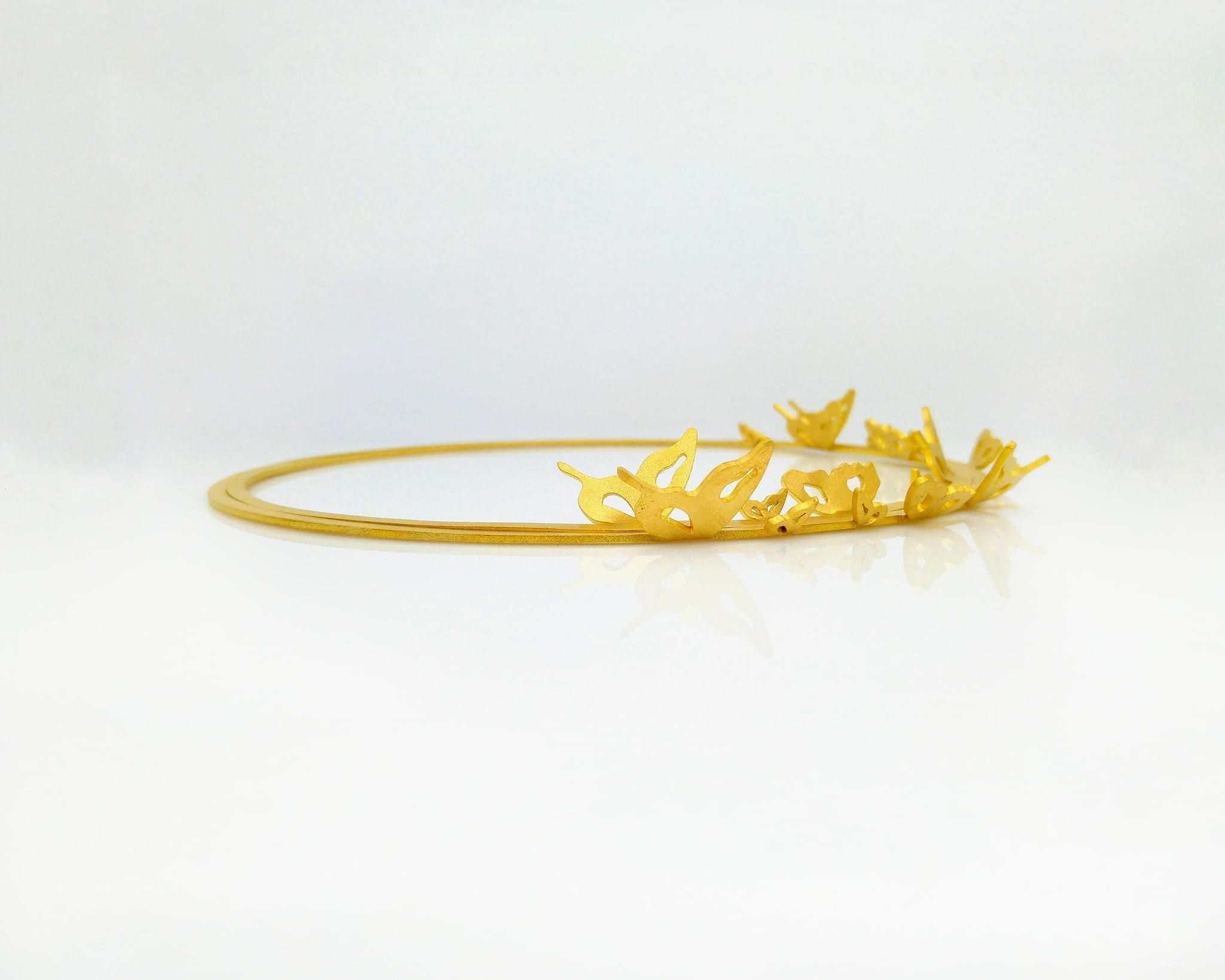 Corone Nuziali LAKALUKA 3D Butterflies dorate oro Giallo