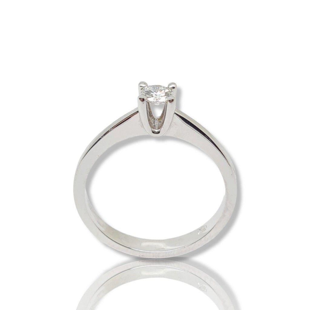 White gold single stone ring k18 with V shaped diamond (code T1915)