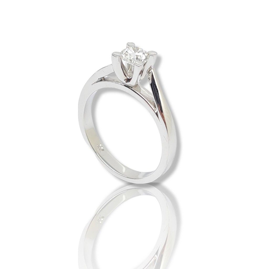 Μονόπετρο δαχτυλίδι απο  λευκόχρυσο κ18 με διαμάντι (code T2002)