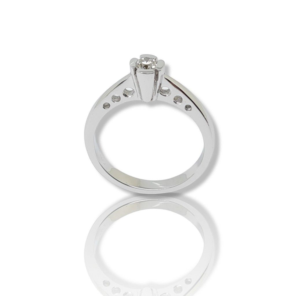 Μονόπετρο δαχτυλίδι απο λευκόχρυσο κ18 με διαμάντι χωνευτό (code T2023)