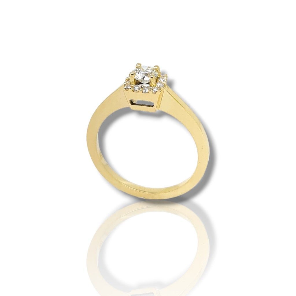 White yellow single stone ring k18 with diamond (code T2540)