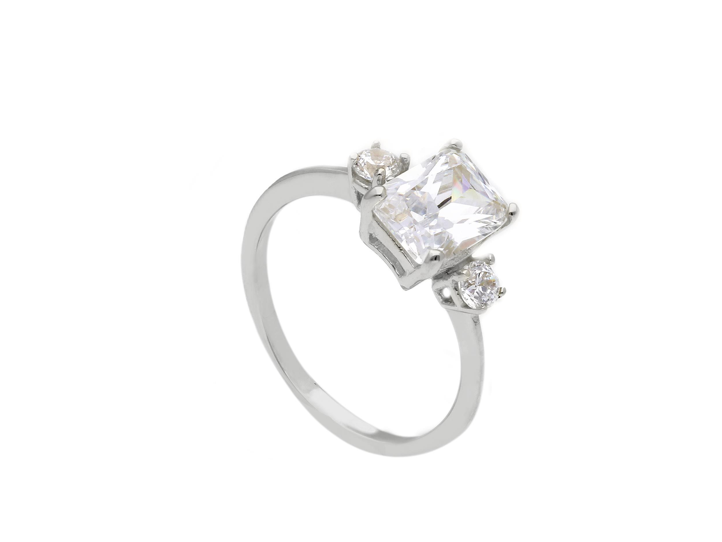 Single stone white gold ring k14 with nailed zirgons (code S269438)
