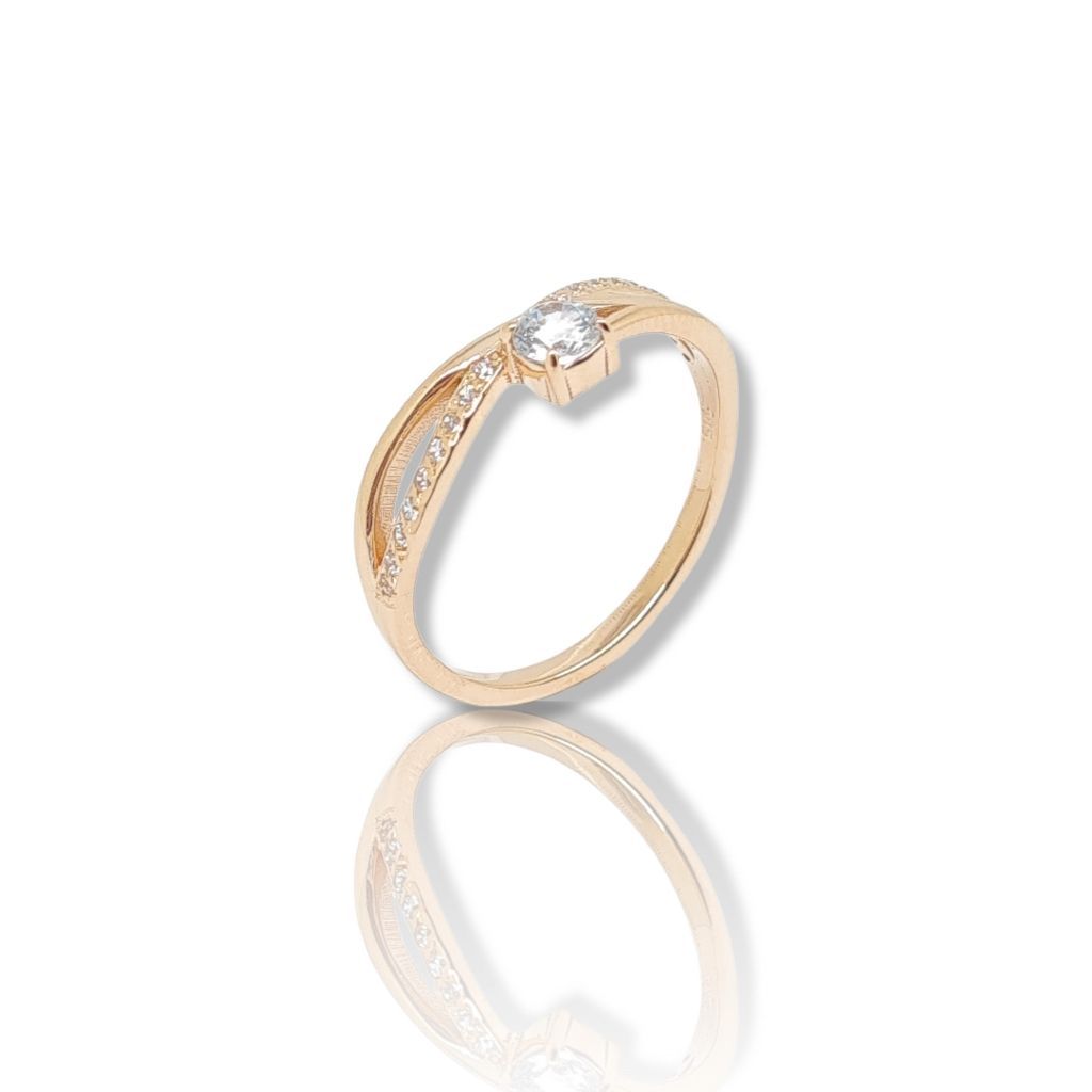 Single stone pink gold k14 ring with zirkon (N2442)